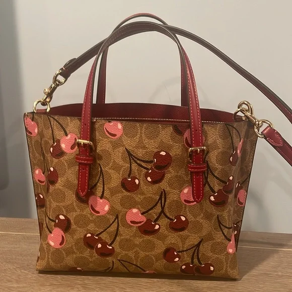Coach Tan Mollie25 Tote with Cherry Print-CZ772 - Picture 2 of 8